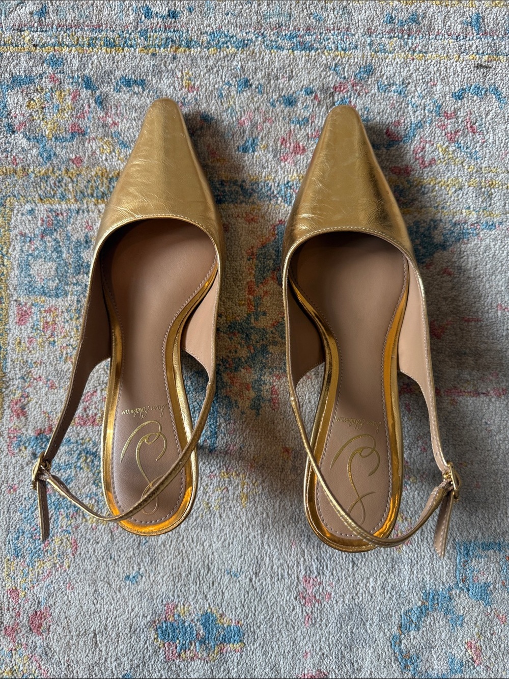Sam Edelman Gold Sling-Back Kitten Heel (Size 6)